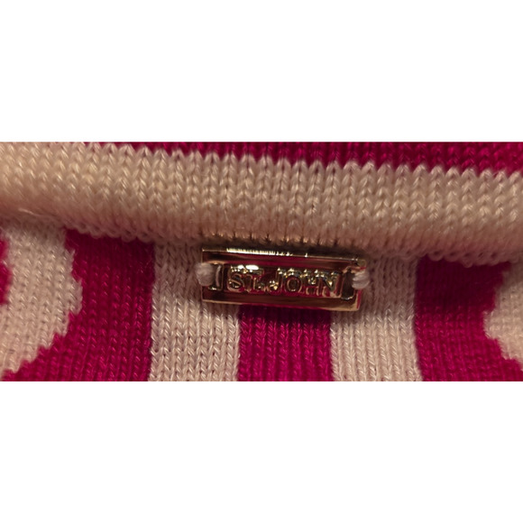 Vintage St John Pink White Knit Jacket Cardigan Zip Front Size Large USA READ - Picture 6 of 15